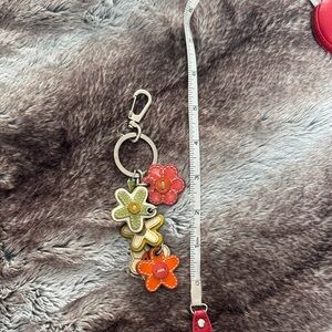 Floral Leather Keychain Charm - Orange, Yellow, Green, Pink